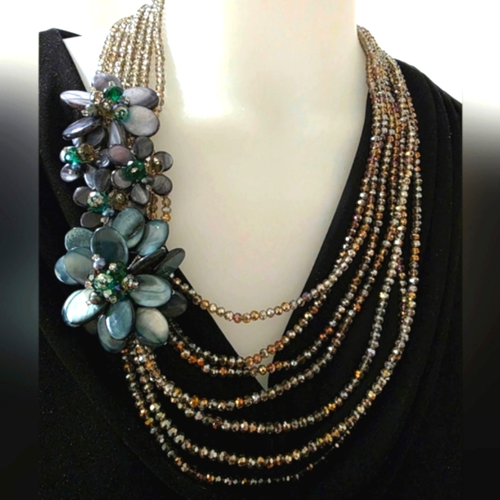 HP✨️Nakamol High End Multi-Strand Necklace with Floral Cluster